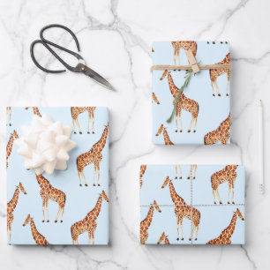 Trendy Modern Modern Safari Jungle Animals Giraffe Wrapping Paper Sheet