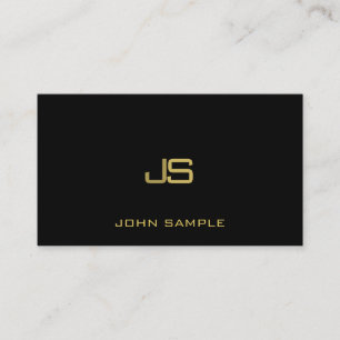 Trendy Modern Monogram Elegant Black Gold Business Card