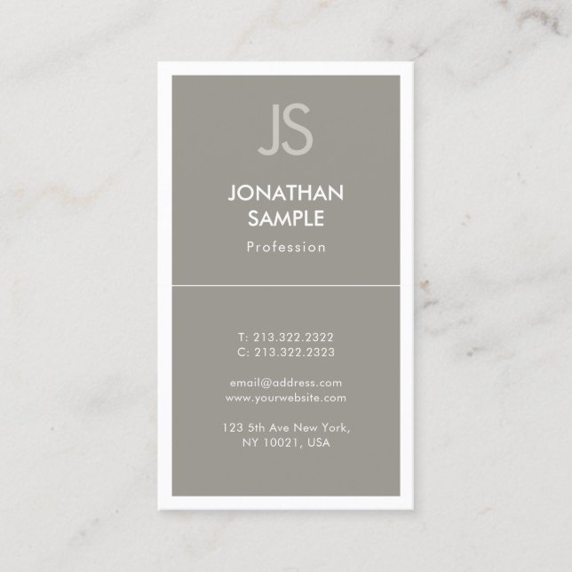 Trendy Modern Monogram Elegant Simple Template Business Card (Front)