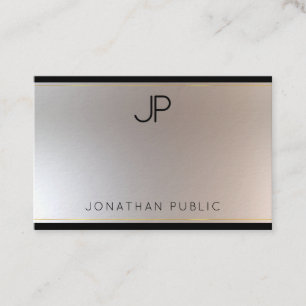 Trendy Modern Monogram Gold Silver Elegant Business Card