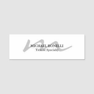 Trendy modern monogram initial professional name tag