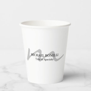 Trendy modern monogram initial professional paper cups