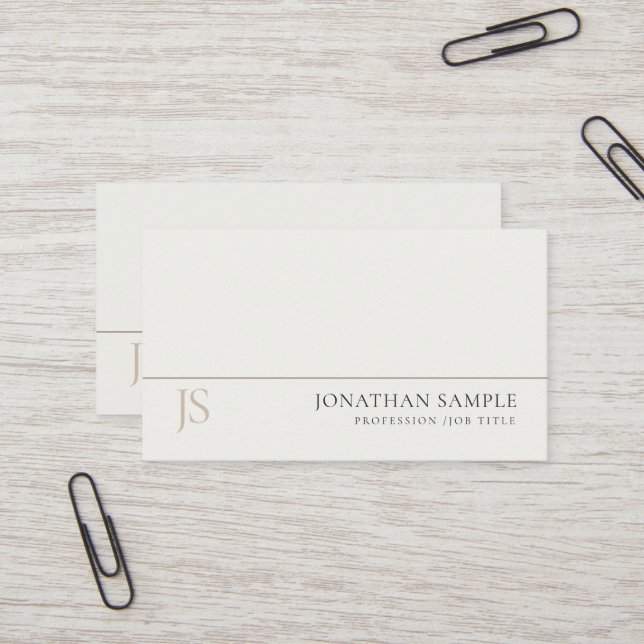 Trendy Modern Monogram Minimalist Luxury Design Business Card (Front/Back In Situ)
