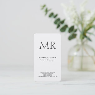 Trendy Modern Monogram Plain Minimalist Business Card