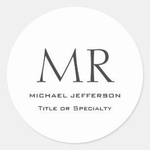 Trendy Modern Monogram Plain Minimalist Classic Round Sticker