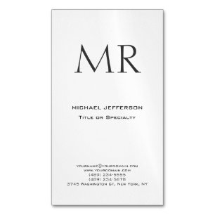 Trendy Modern Monogram Plain Minimalist Magnetic Business Card