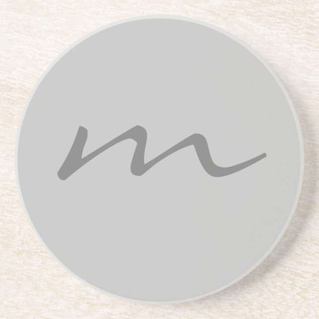 Trendy modern monogram professional grey coaster (Front)