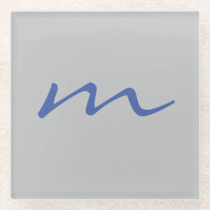 Trendy modern monogram professional grey glass coaster