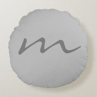 Trendy modern monogram professional grey round cushion