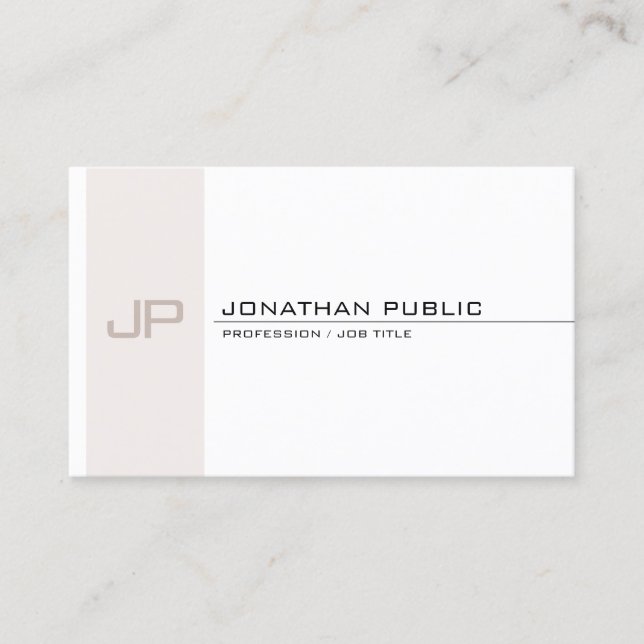 Trendy Modern Monogrammed Elegant Simple Template Business Card (Front)