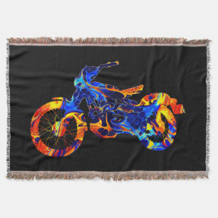 TRENDY MODERN MOTOCROSS COLORFUL ART ABSTRACT THROW BLANKET