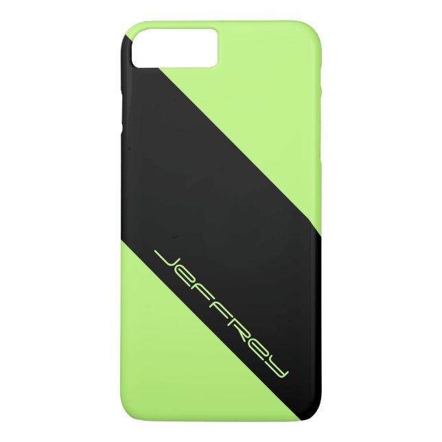 Trendy Modern Neon Green Black Minimalist, Name,  Case-Mate iPhone Case (Back)