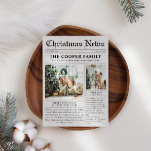 Trendy Modern Newspaper Christmas Photo Holiday Card