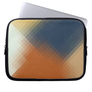 Trendy Modern Orange Blue Yellow Beige Pattern Laptop Sleeve