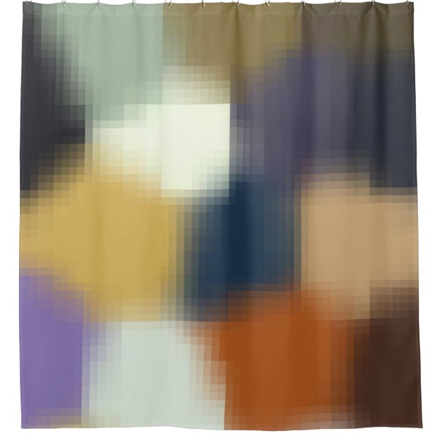 Trendy Modern Orange Blue Yellow Beige Purple Shower Curtain (Front)