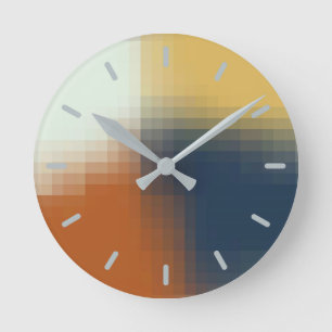 Trendy Modern Orange Blue Yellow Unique Pattern Round Clock
