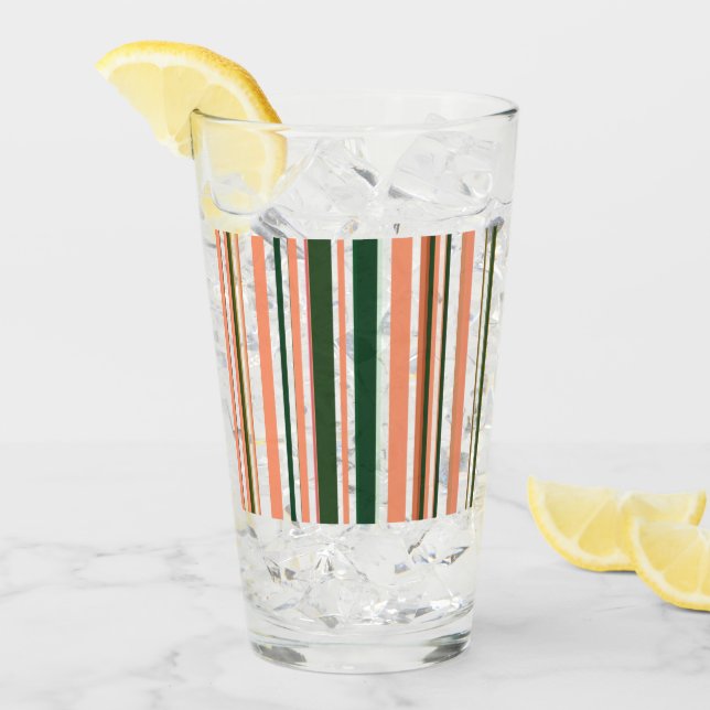 Trendy Modern Orange Green White Stripes Glass (Front Ice)