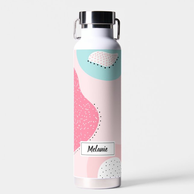 Trendy Modern Pastel Abstract Personalised Water Bottle (Front)