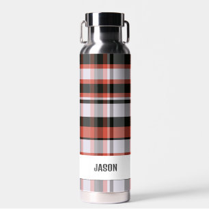 Trendy Modern Personalised Plaid Water Bottle
