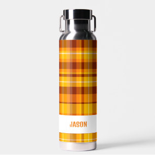 Trendy Modern Personalised Plaid Water Bottle