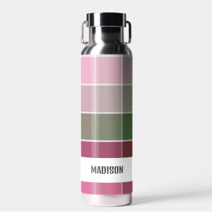 Trendy Modern Personalised Plaid Water Bottle
