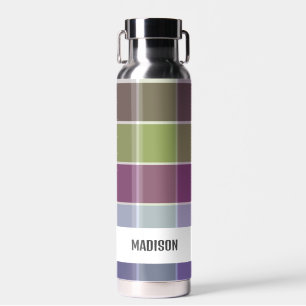 Trendy Modern Personalised Plaid Water Bottle