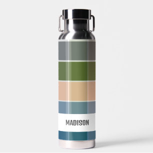 Trendy Modern Personalised Plaid Water Bottle