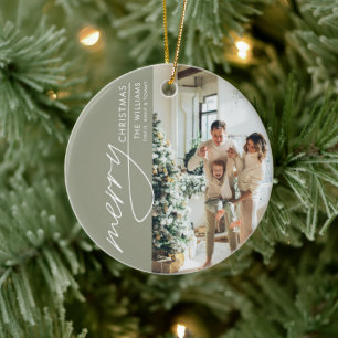 Trendy Modern Photo Christmas Ceramic Tree Decoration