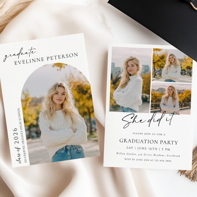 Trendy Modern Photo Graduation Invitation (Creator Uploaded)