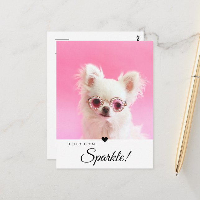 Trendy Modern Photo Script Name QR Code Postcard (Front/Back In Situ)