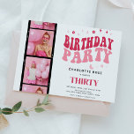 Trendy Modern Photo Strip Pink Birthday Party Invitation<br><div class="desc">Trendy Modern Photo Strip Pink Birthday Party Invitation</div>