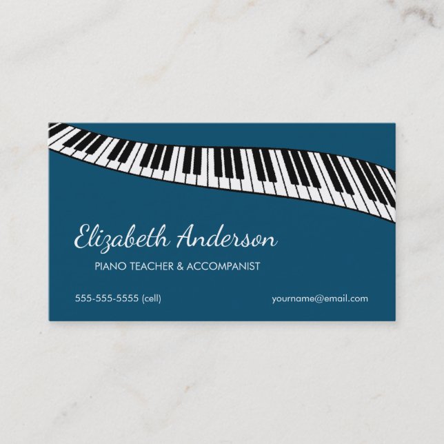 Trendy & Modern, Piano Teacher & Accompanist Business Card (Front)