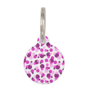 Trendy Modern Pink and Purple Polka Dot Pattern Pet Tag