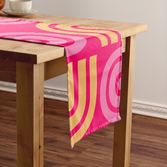 Trendy Modern Pink and Yellow Pattern Spring  Medium Table Runner (In Situ)