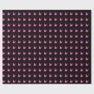 Trendy modern pink butterfly party Wrapping Paper