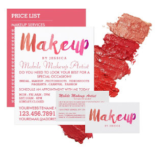Trendy Modern Pink Makeup Artist Business Card