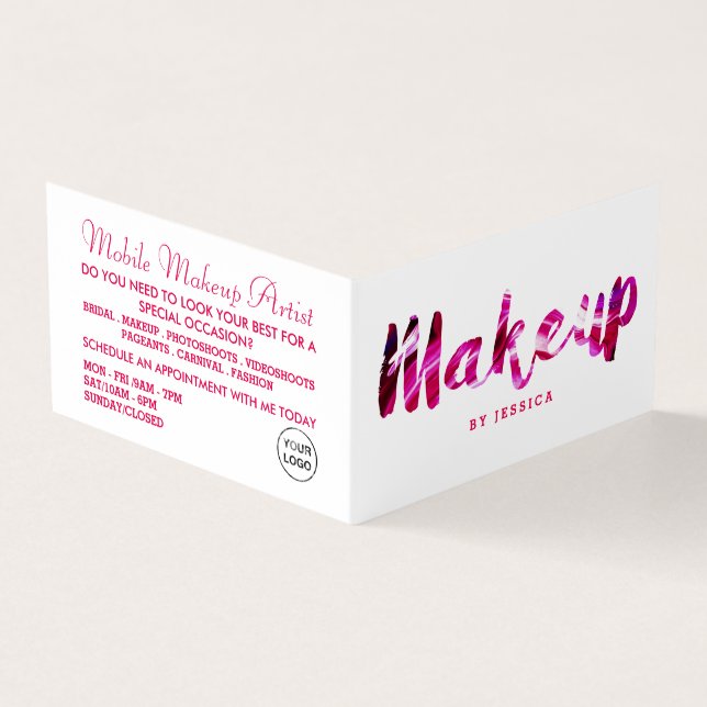 Trendy Modern Pink Makeup Artist Loyalty Card, Business Card (Outside)