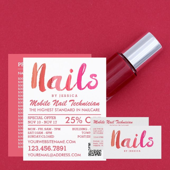Trendy Modern Pink Nail Technician, Nail Salon Flyer (Creator Uploaded)