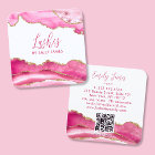 Trendy Modern Pink Script Agate QR Code