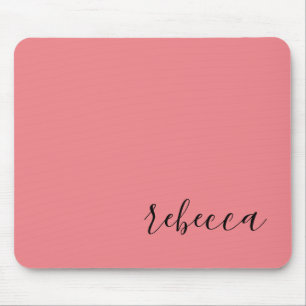Trendy Modern Pink Simple Name Mouse Pad