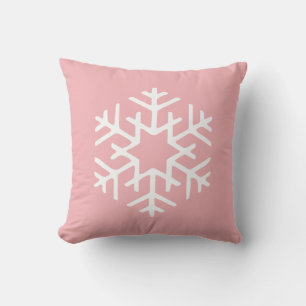 Trendy Modern Pink Snowflake Holiday Cushion