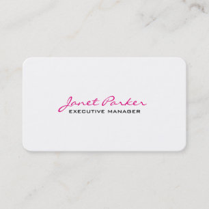 Trendy Modern Pink White Executive Manager Business Card