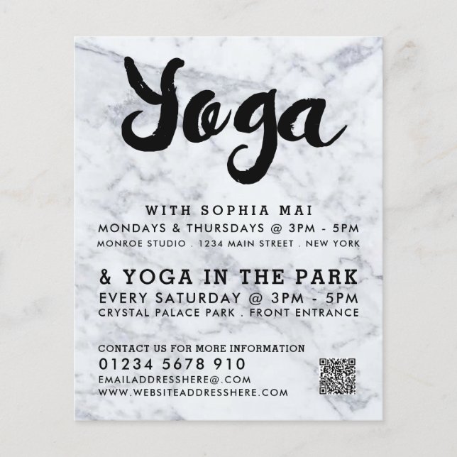 Trendy Modern Pink Yoga Class Advertising Flyer (Front)