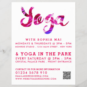 Trendy Modern Pink Yoga Class Advertising Flyer