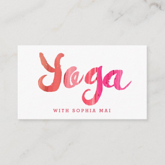 Trendy Modern Pink Yoga Instructor Business Card (Front)
