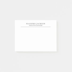 Trendy Modern Plain Black & White Professional Post-it Notes