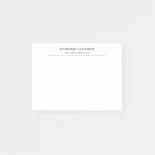 Trendy Modern Plain Black & White Professional Post-it Notes