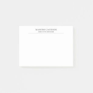 Trendy Modern Plain Black & White Professional Post-it Notes