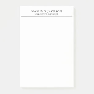 Trendy Modern Plain Black & White Professional Post-it Notes