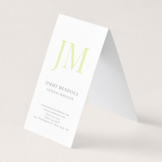 Trendy modern plain professional monogram pearl business card (Front)